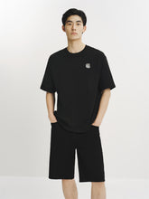 Men's Black Cotton T-Shirt with Small Embroidery